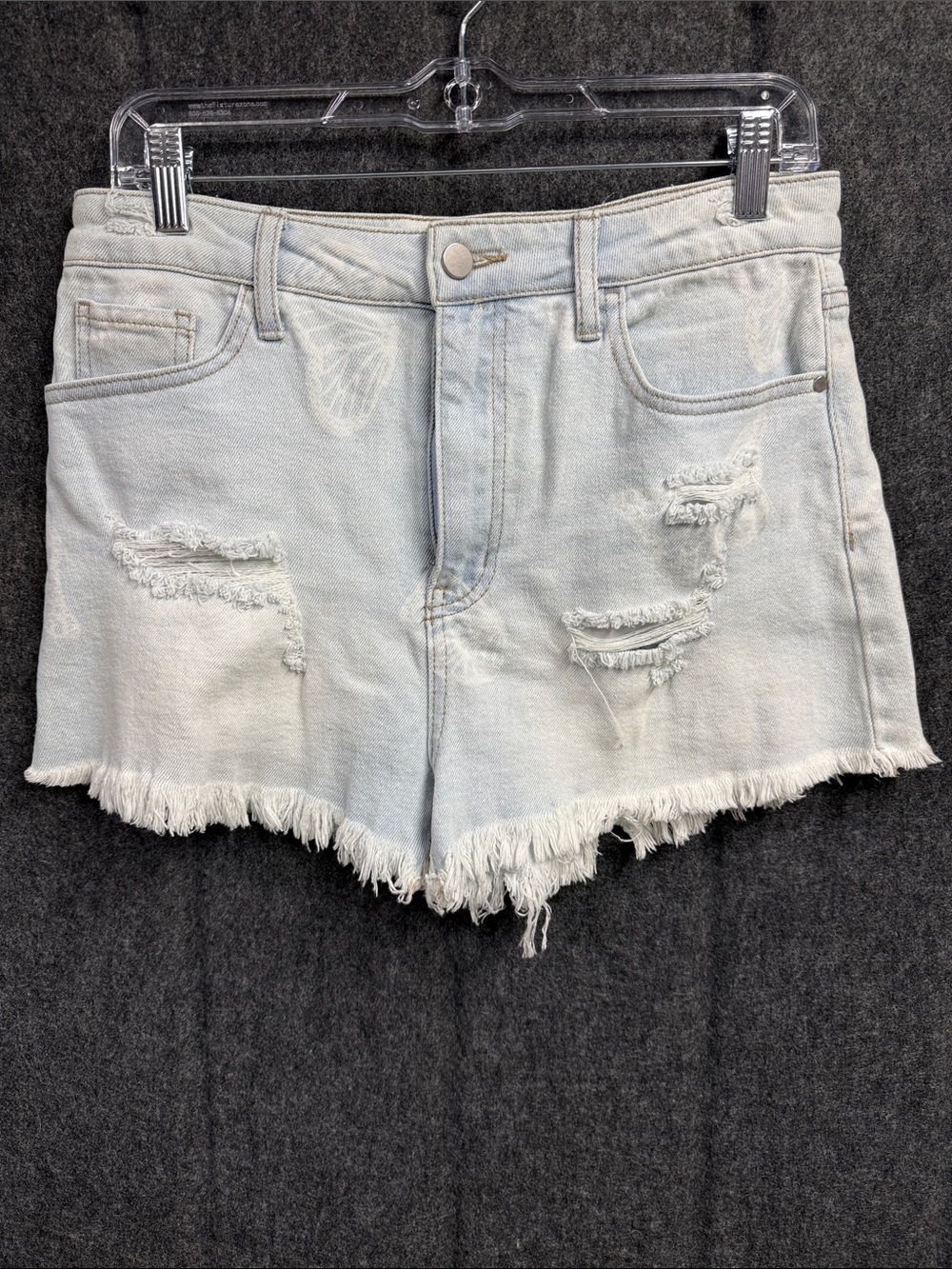 Material Girl Light Wash Distressed Denim Shorts - Women's